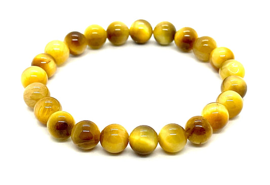 AWAKEN YOUR KUNDALINI Golden Tiger's Eye Tiger Eye Stretch Bracelet, Taurus & Leo Birthstone, Confidence & Grounding, Solar Plexus Chakra