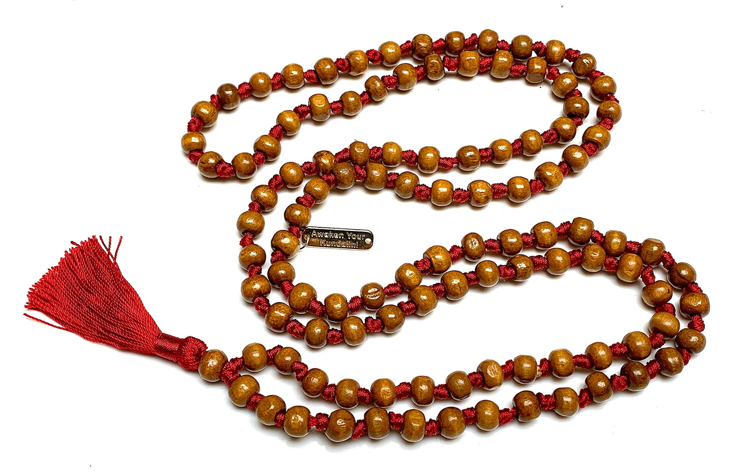 Awaken Your Kundalini Tulsi mala beads necklace hand knotted mala holy basil beads 8 mm 108 Buddhist prayer beads 7 Chakra mala colors - w/Velvet mala pouch (FIRST ROOT CHAKRA)