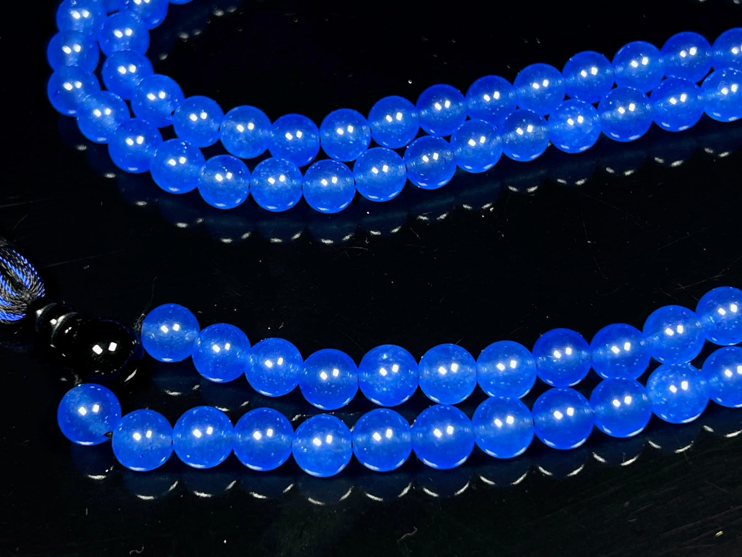 Handmade Agate Mala Beads Necklace with Black Onyx Guru Bead – 108 Beads – 8mm – Multicolor Options – Chakra Balancing & Zodiac Birthstone – Meditation Jewelry