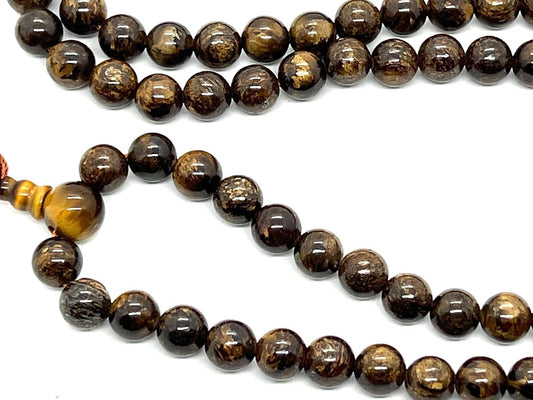 Handmade Bronzite Mala Necklace, 8mm 108 Beads, Sagittarius Birthstone, Root Chakra Healing