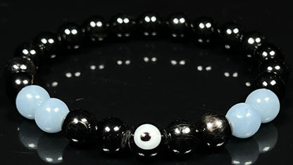 AWAKEN YOUR KUNDALINI Empath Protection Bracelet | Stones for Spiritual Awareness | Evil Eye, Tourmaline, Apache Tear, and Angelic Beads Stretch Bracelet | Root Chakra Jewelry
