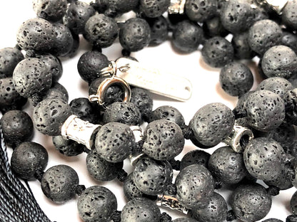 VULCAN Lava Mala Necklace | Hand-Knotted 108 Beads for Root Chakra