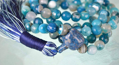 Blue Lace Agate mala Beads Necklace