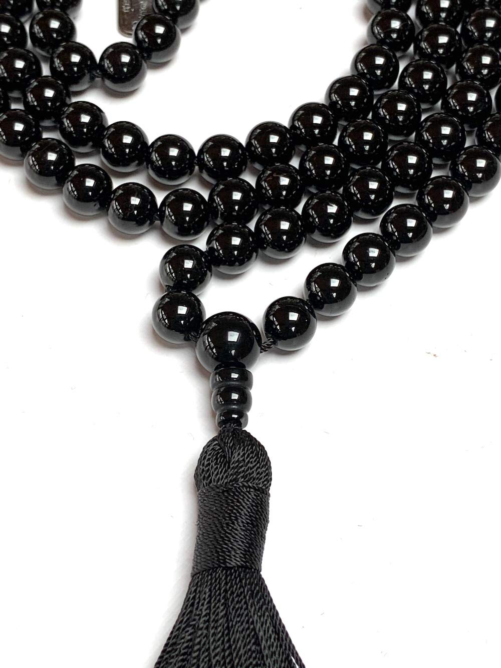 AWAKEN YOUR KUNDALINI Black Tourmaline Mala Necklace, 8mm Beads, Birthstone for October, Libra & Scorpio Sun Sign, Root Chakra