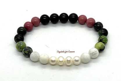 Cancer Birthstone Bracelet - Embrace Harmony & Emotional Balance - Multi-Chakra Alignment - Wrist Size 7.5 Inches
