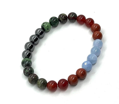 Ignite Your Inner Fire: Aries Constellation Birthstone Bracelet (8mm) - Embrace Passion & Confidence - Multi Chakra Alignment