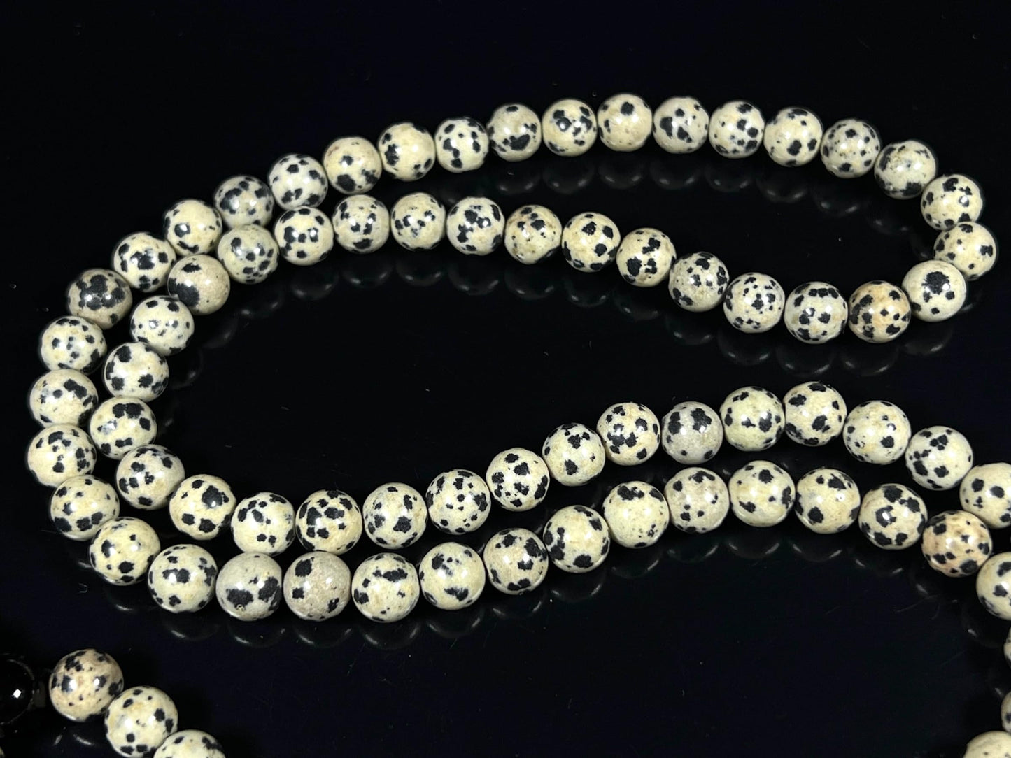 Handmade Dalmatian Jasper Mala Beads Necklace | 8mm 108 Beads | Spiritual Energy Beads | Birthstone & Root Chakra Connection