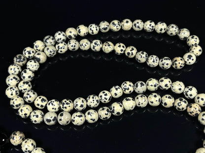 Handmade Dalmatian Jasper Mala Beads Necklace | 8mm 108 Beads | Spiritual Energy Beads | Birthstone & Root Chakra Connection
