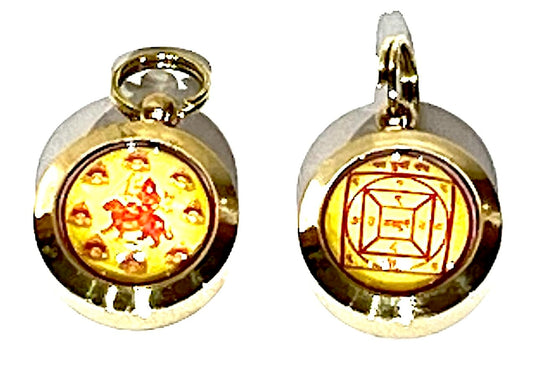 Navdurga Navadurga Durga Yantra Kavach Pendant - Universal Sun Sign - Root & Solar Plexus Chakra Association - Powerful Yantra Pendant