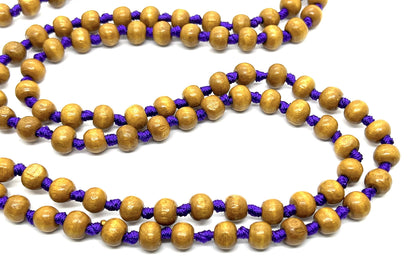 AWAKEN YOUR KUNDALINI Hand Knotted Tulsi Tulasi Mala Beads Necklace, Aries Taurus Birthstone, Heart Chakra, Purple String