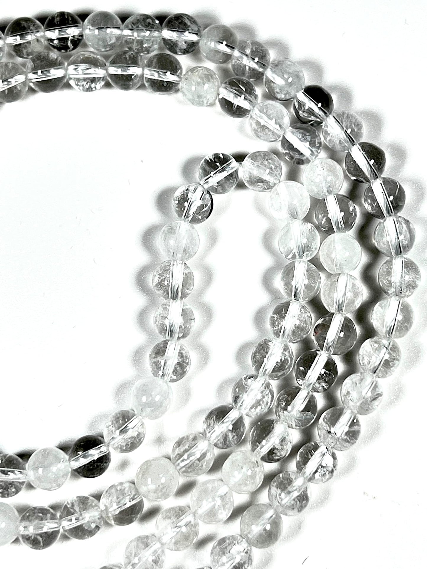 Handmade Nirvana Crystal Quartz Mala Beads Necklace | 8mm 108 Beads | Birthstone for April | Crown Chakra