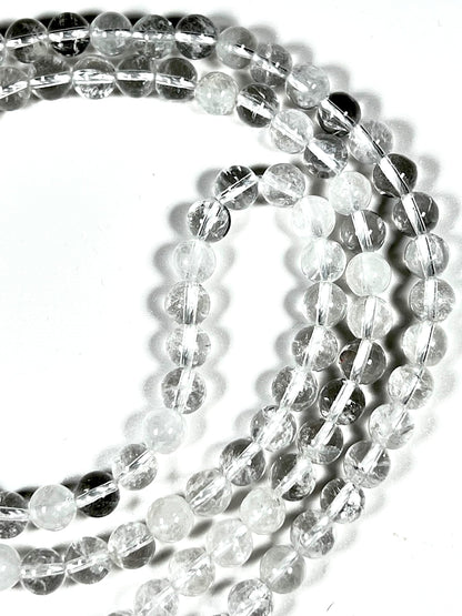 Handmade Nirvana Crystal Quartz Mala Beads Necklace | 8mm 108 Beads | Birthstone for April | Crown Chakra