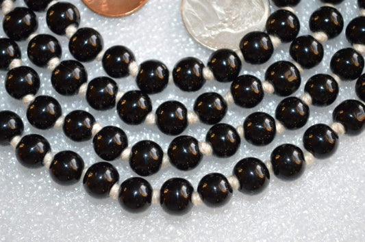 VESTA Black Tourmaline Mala Beads Necklace | Natural 108 Hand-Knotted Beads for Grounding, EMF Protection & Root Chakra Healing | Handmade in USA