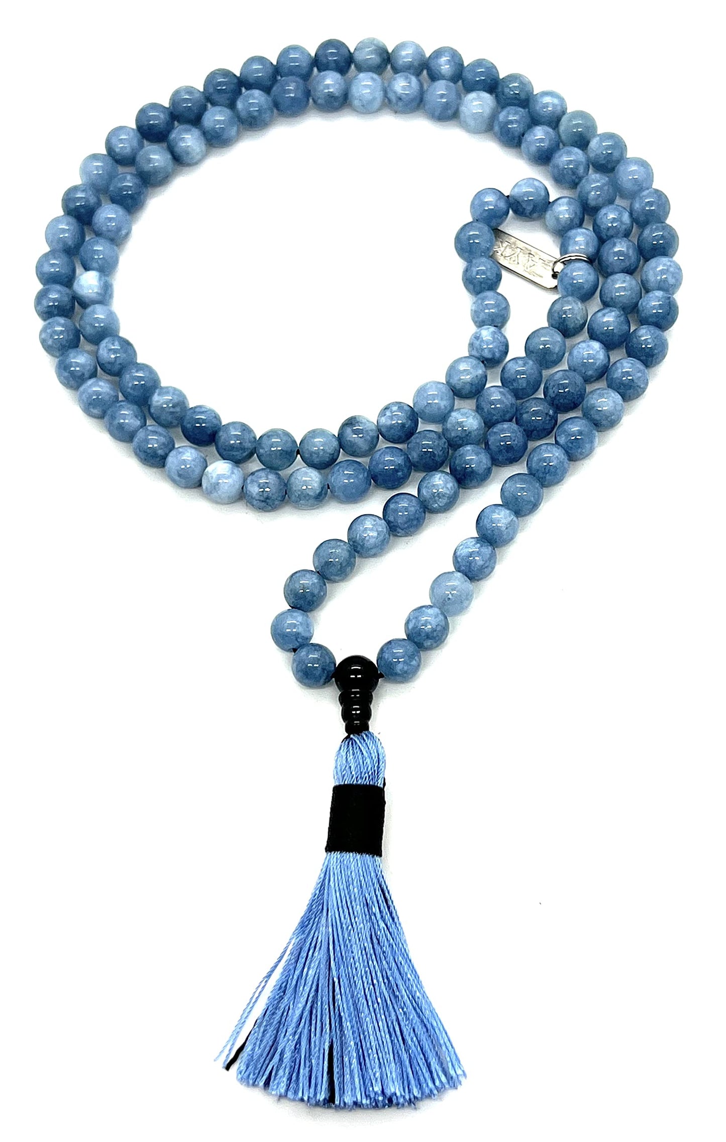 AERIS Blue Aventurine Mala Necklace | Clarity, Calm & Communication | Throat & Root Chakra | Pisces Birthstone