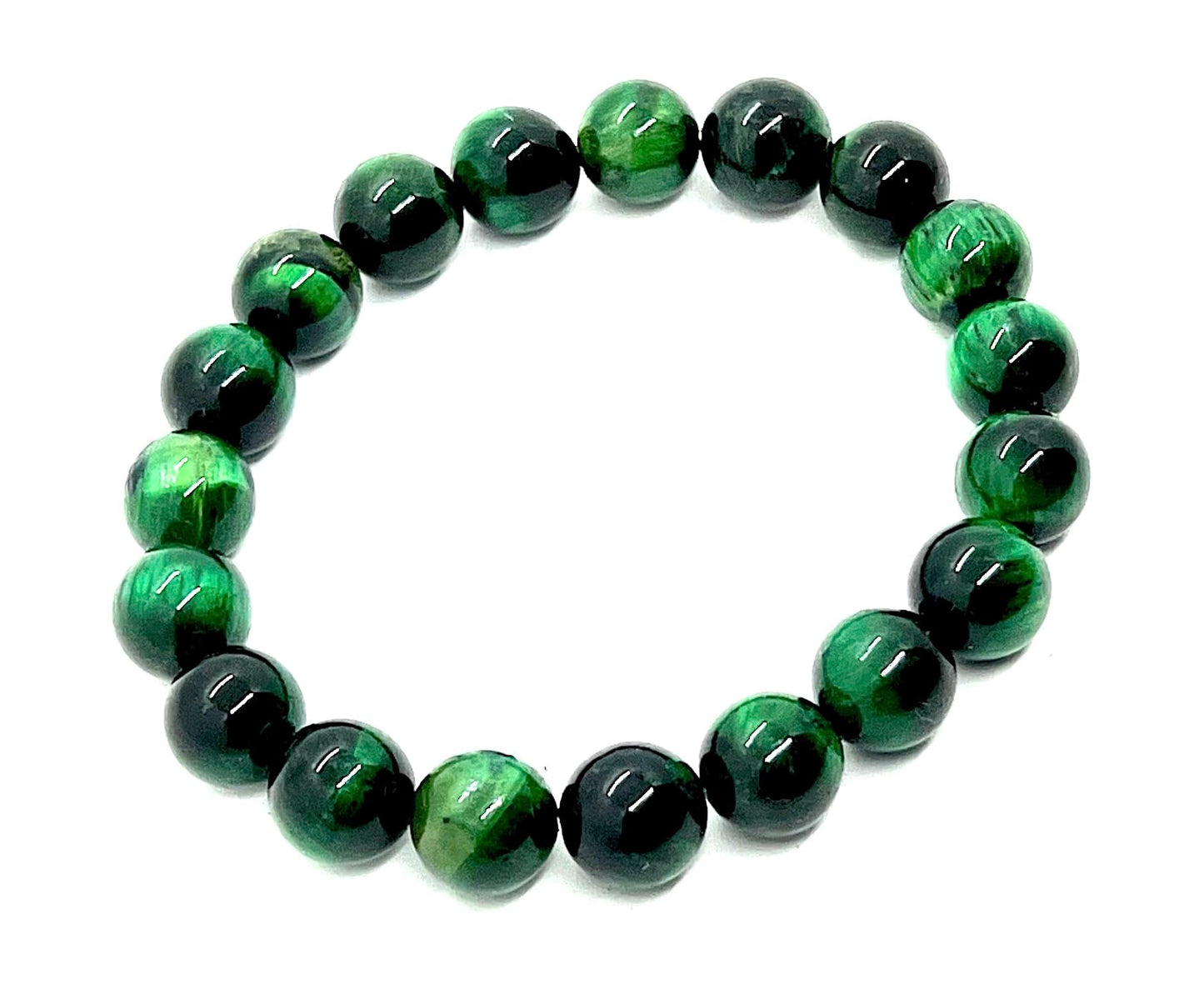 AWAKEN YOUR KUNDALINI Green Tiger's Eye Tiger Eye Stretch Bracelet, 10mm, Gemini Birthstone, Heart Chakra Jewelry