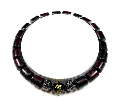 Rosewood, Obsidian & Lava Stretch Bracelet | ARANYA Collection