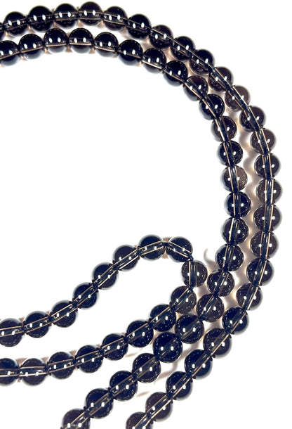 Handmade Smoky Quartz Mala Beads Necklace | 6mm & 8mm 108 Beads | Hand-Knotted Spiritual Energy Beads | Capricorn Birthstone & Root Chakra Connection