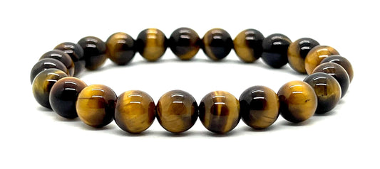 Tiger's Eye Stretch Bracelet – 8mm Beads – Multicolor Options – Solar Plexus Chakra & Zodiac Birthstones – Wrist Sizes 6-9 Inches
