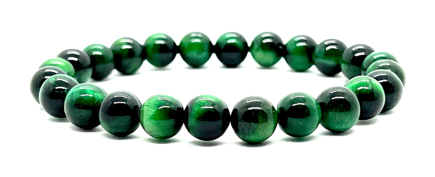 Tiger's Eye Stretch Bracelet – 8mm Beads – Multicolor Options – Solar Plexus Chakra & Zodiac Birthstones – Meditation Jewelry