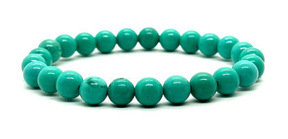 Handmade Teal Turquoise Stretch Bracelet - 8mm Beads - 7.5 Inch Wrist Size - Sagittarius Birthstone - Throat Chakra