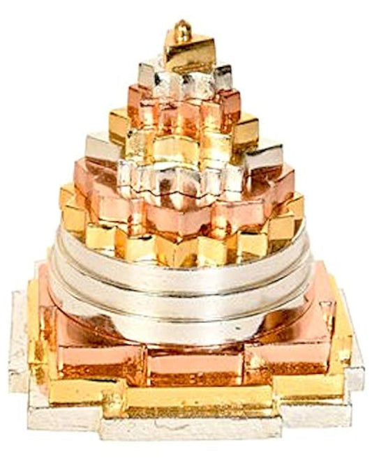 Awaken Your Kundalini Sri Shree Meru Yantra Yantram for Manifesting Abundance, Vaastu Dosh, Chakra Balancing (2" Ashtadhatu 3 Tone Polish)