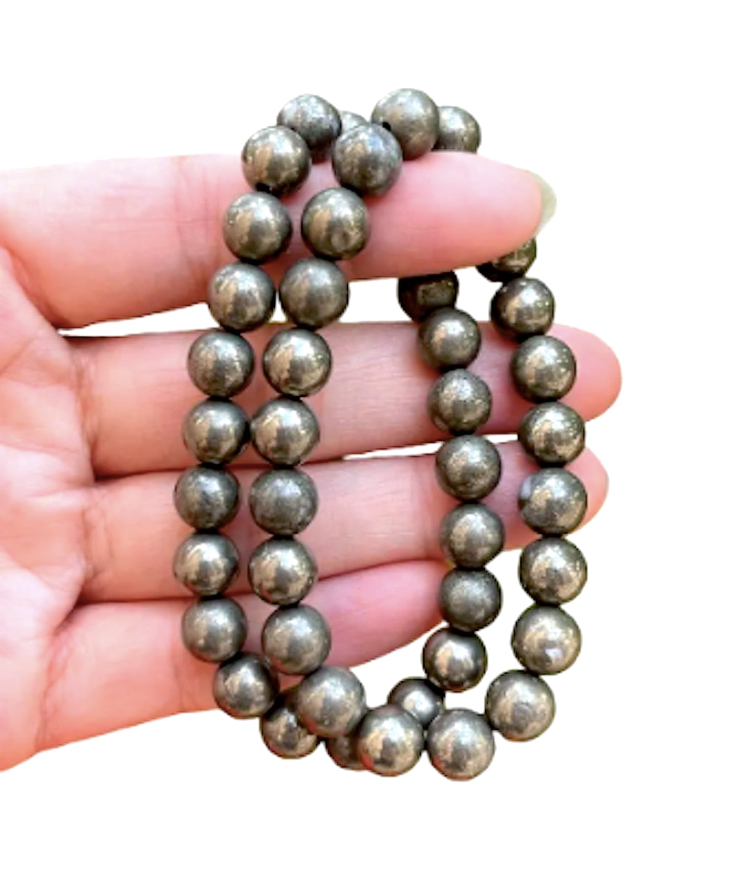 Ignite Your Willpower: Handmade Pyrite Stretch Bracelet (8mm Beads) - Aries Birthstone & Solar Plexus Chakra Power