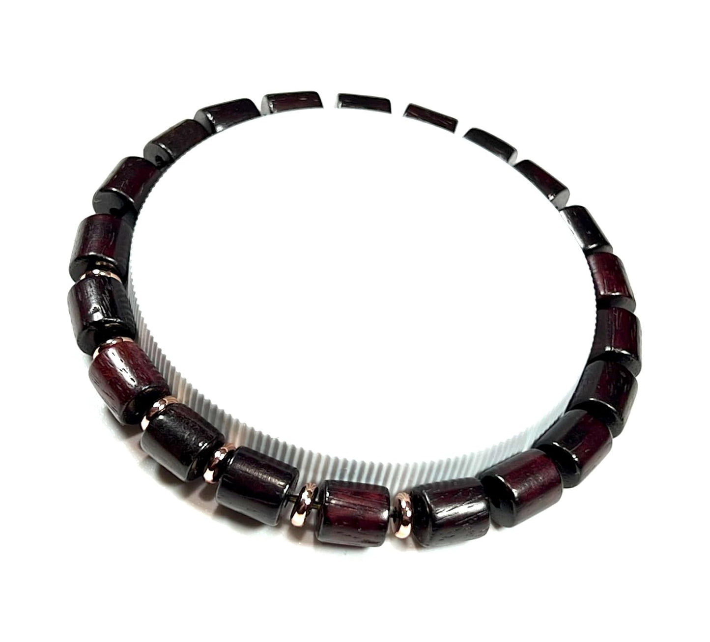 Cylindrical Rosewood Beads Stretch Bracelet | ARANYA Collection