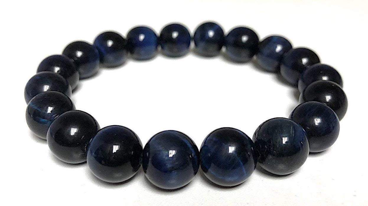 Blue Tiger's Eye Stretch Bracelet, 8mm Beads, Capricorn Birthstone, Throat Chakra