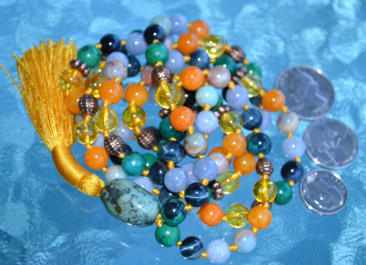 Ultimate Gemini Zodiac Mala Necklace | 108 Hand-Knotted Beads | ASTRA Collection