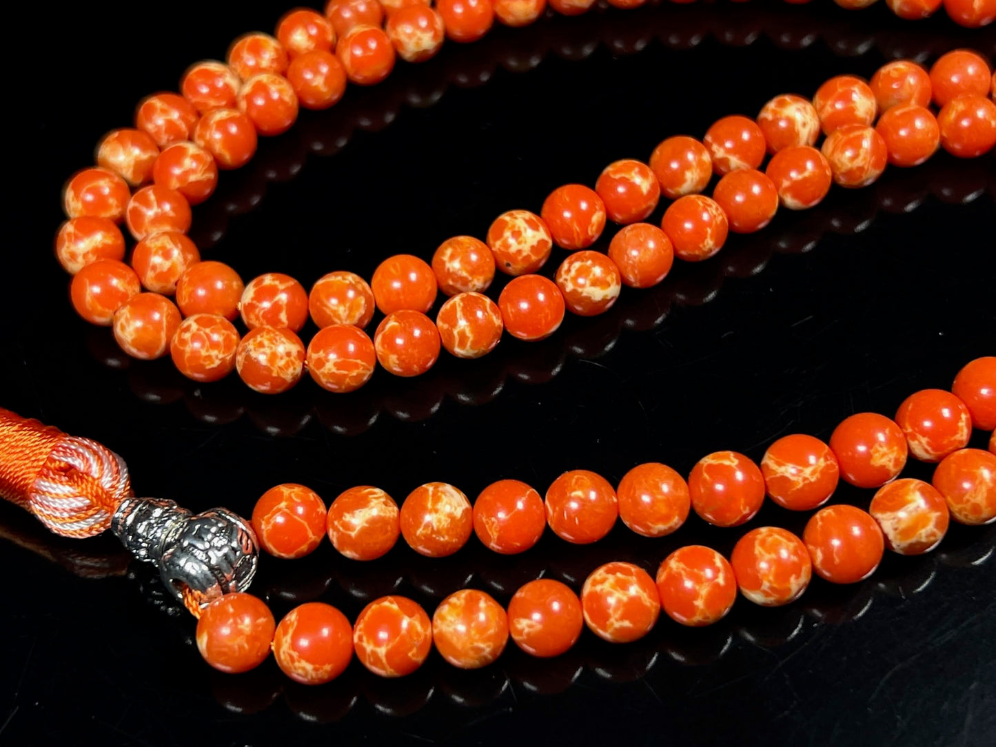 Sea Sediment Jasper Mala Beads Necklace