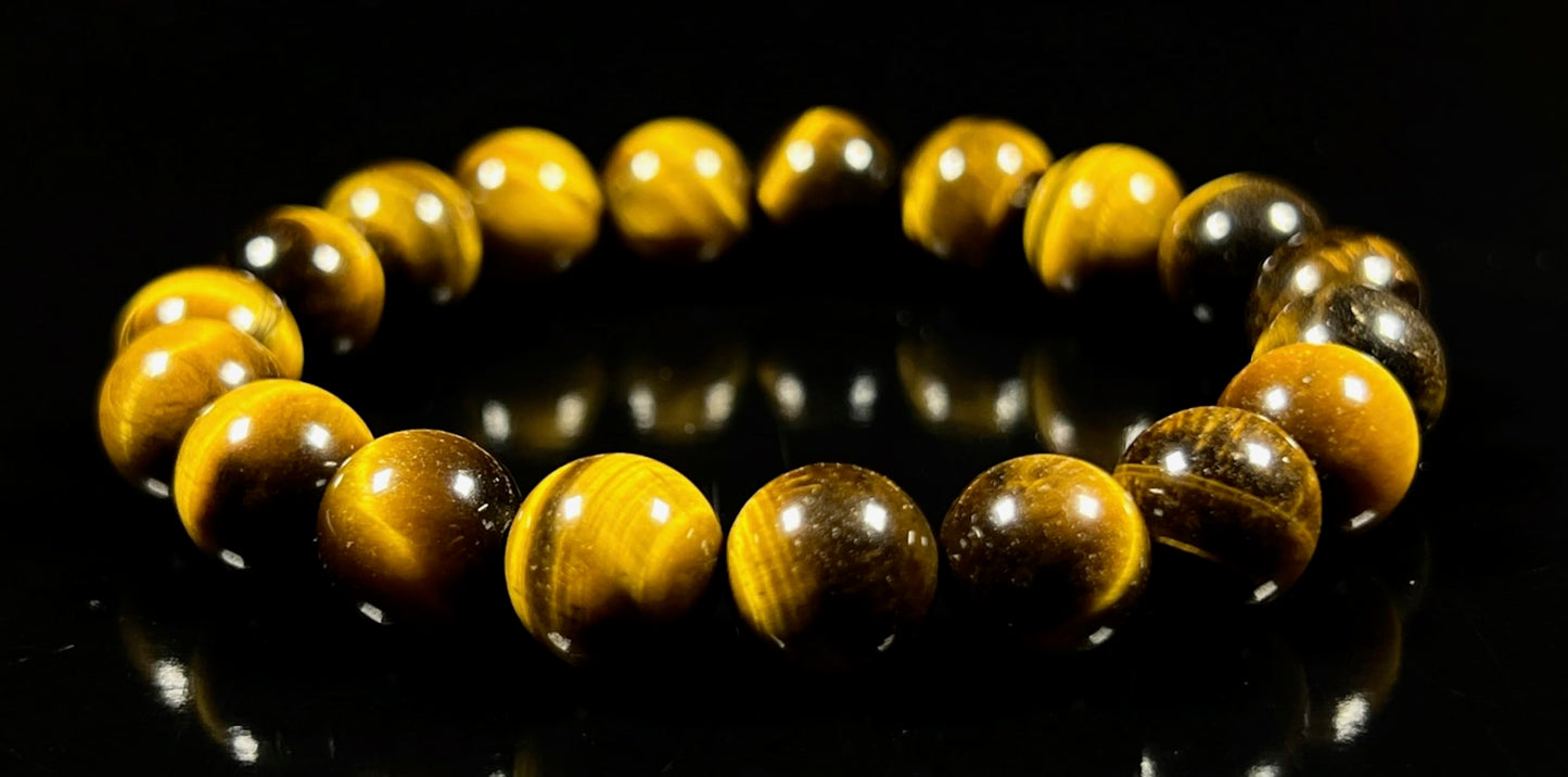 Tiger's Eye Stretch Bracelet – 10mm Mala Beads – Natural & Ethically Sourced – Solar Plexus Chakra & Birthstone Jewelry