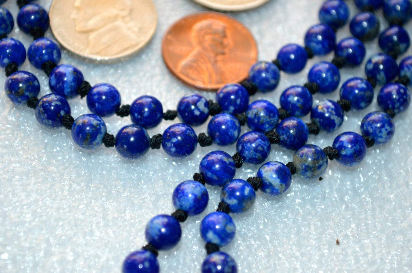 Hand Knotted 6mm Lapis Lazuli Mala Beads Necklace | Third Eye & Throat Chakra Healing | Intuition & Communication Boost