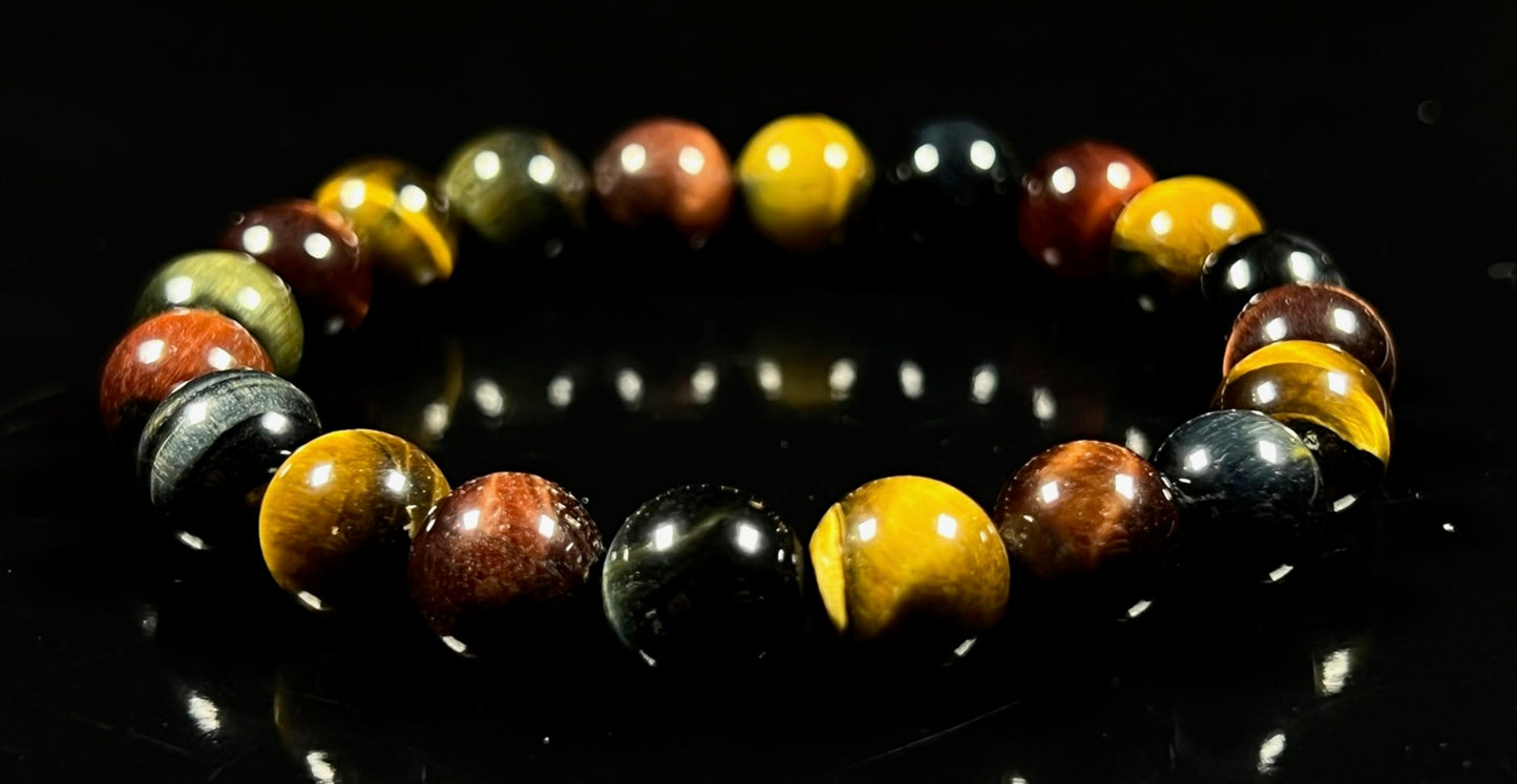 Tiger's Eye Stretch Bracelet – 10mm Mala Beads – Natural & Ethically Sourced – Solar Plexus Chakra & Birthstone Jewelry