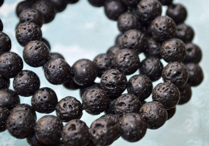 VULCAN Lava Rock Mala Necklace with Copper Skull | Grounding & Warrior Energy | 8mm