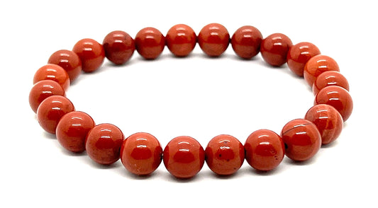 AWAKEN YOUR KUNDALINI Red Jasper Stretch Bracelet (8mm Beads) - Root Chakra Alignment, Aries Birthstone