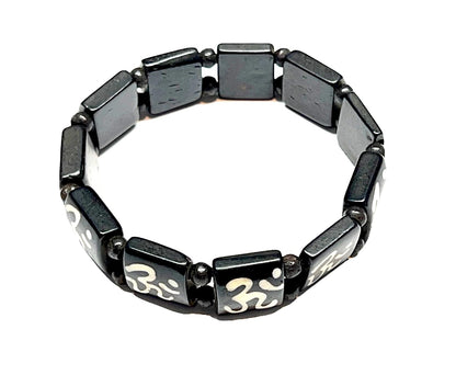 Tibetan Yak Bone Om Healing Bracelet - Chakra Alignment & Balancing (Style-6 Wrist size 6.5"-7"; Bead size 14 mm)