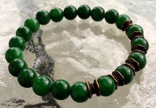 Verd Green Jade mala Beads Bracelet 8 mm Reiki Healing Wrist Bracelet | Energized Buddhist Tibetan Yoga Jewelry