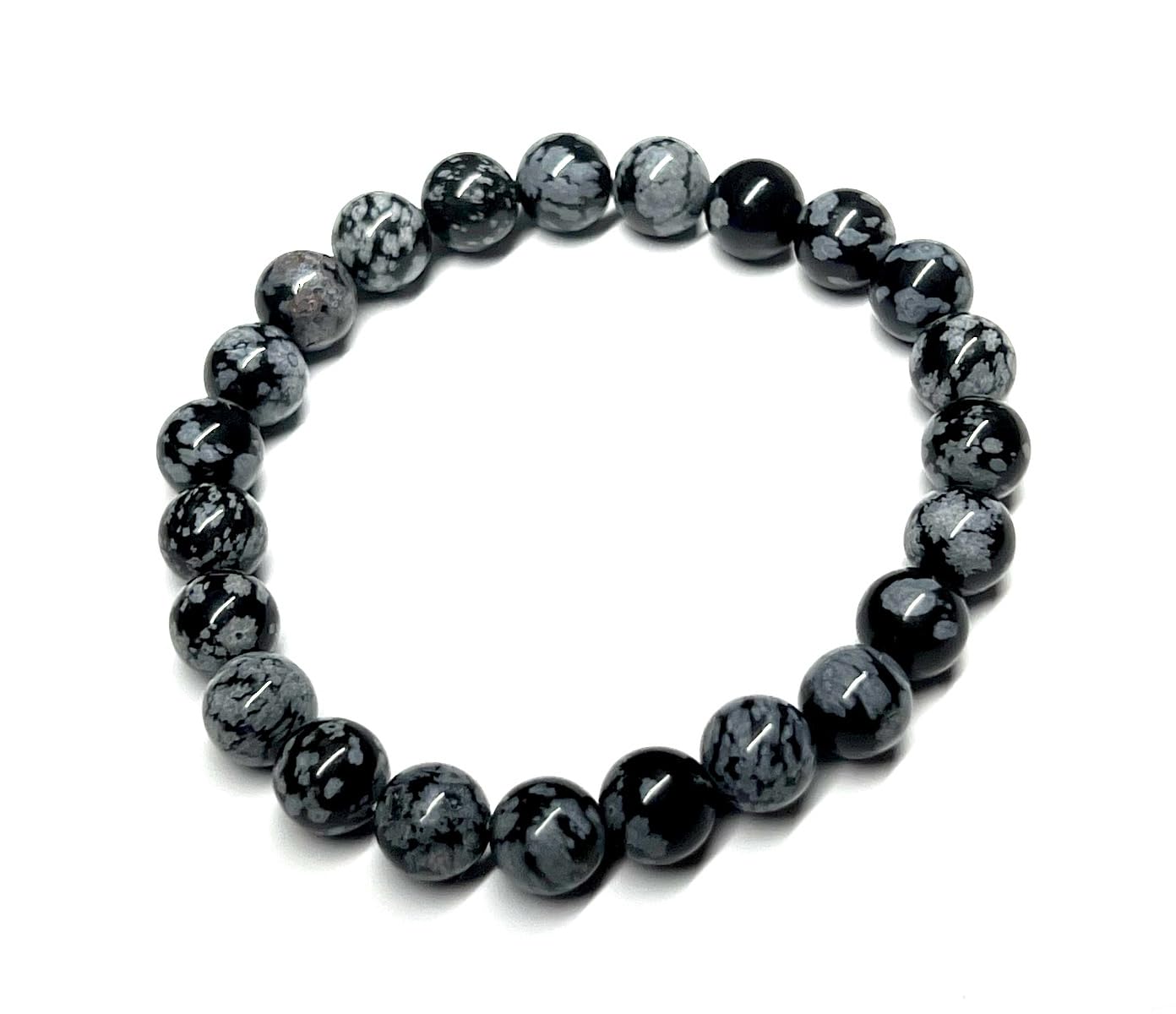 Snowflake Obsidian Stretch Bracelet - Sagittarius Birthstone Jewelry For November & December - Root Chakra Balancing & Alignment