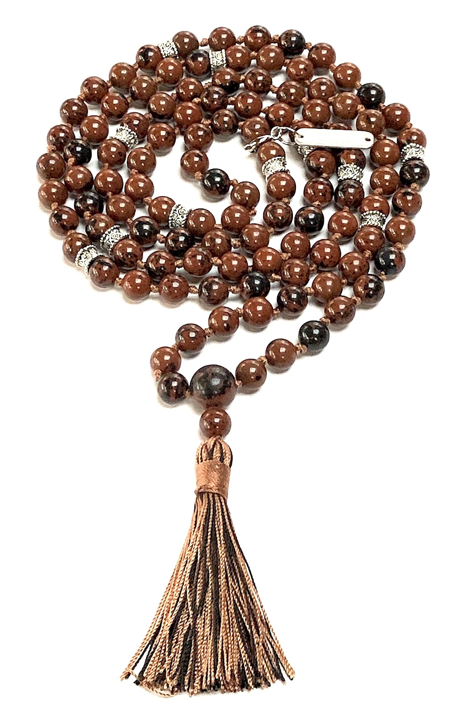 Mahogany Obsidian Mala Beads Necklace - 8mm - Awaken Inner Power & Ground Yourself