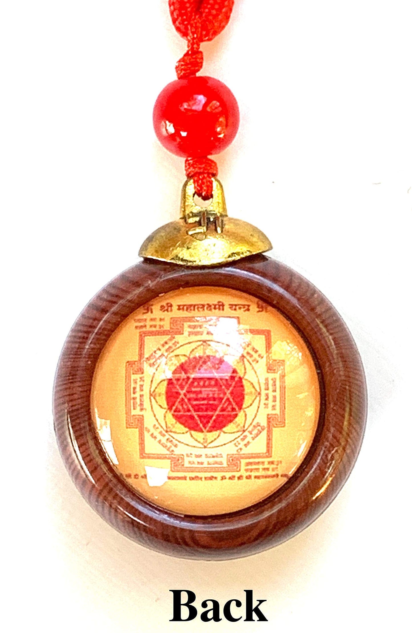 AWAKEN YOUR KUNDALINI Sri Yantra and Sri Maha Lakshmi, Dual Yantra Wooden Pendant, Handmade Sacred Geometry, Approx. Size 1.25 Inches