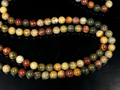 Natural Rhyolite Mala Beads Necklace - AAA Grade 8mm, 108 Beads – Sacred Meditation & Yoga Prayer Beads – Taurus Birthstone & Heart Chakra Energy Beads