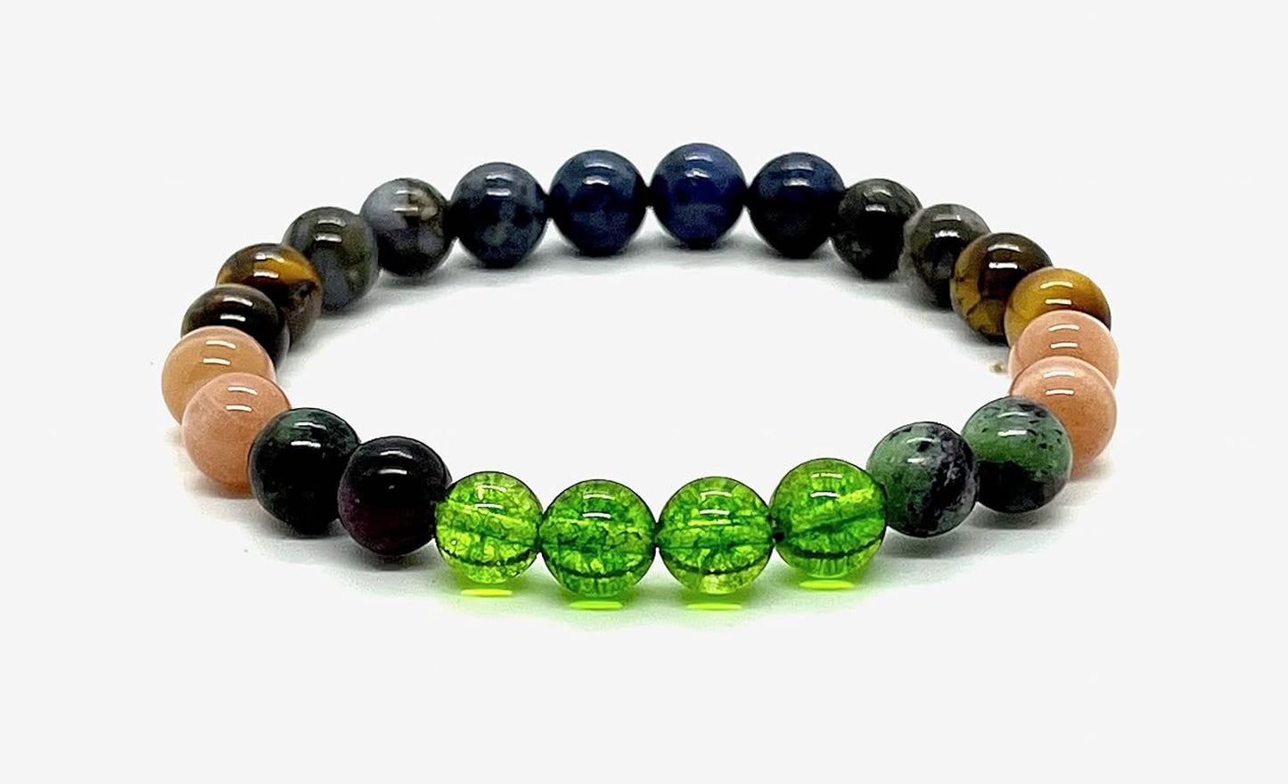 Unleash Your Inner Radiance: Leo Constellation Bracelet (8mm) - Multi-Chakra Alignment, Lapis Lazuli, Black Opal (Leo Birthstone), Peridot, Tiger's Eye, Ruby Zoisite, Rhodochrosite