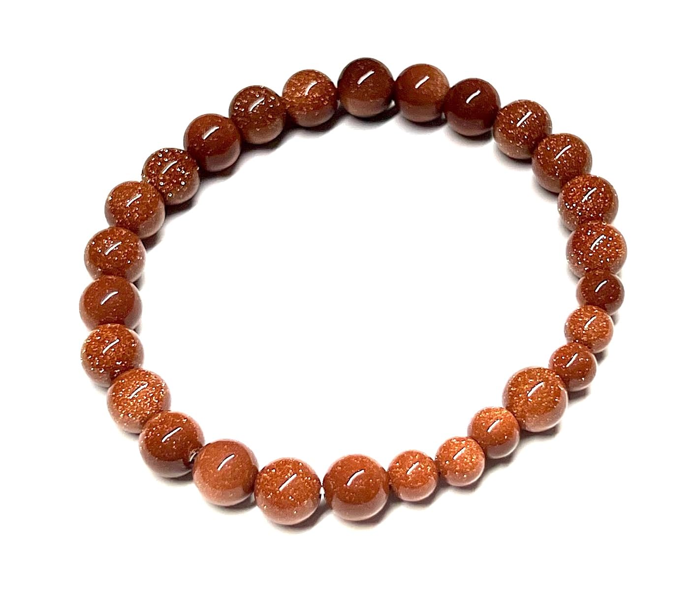 Brown Goldstone Gemstone Stretch Bracelet - Libra, Sagittarius Birthstone - Root Chakra, Sacral Chakra Association