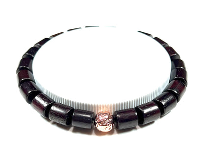 Rosewood & Rose Gold Bead Bracelet | ARANYA Collection