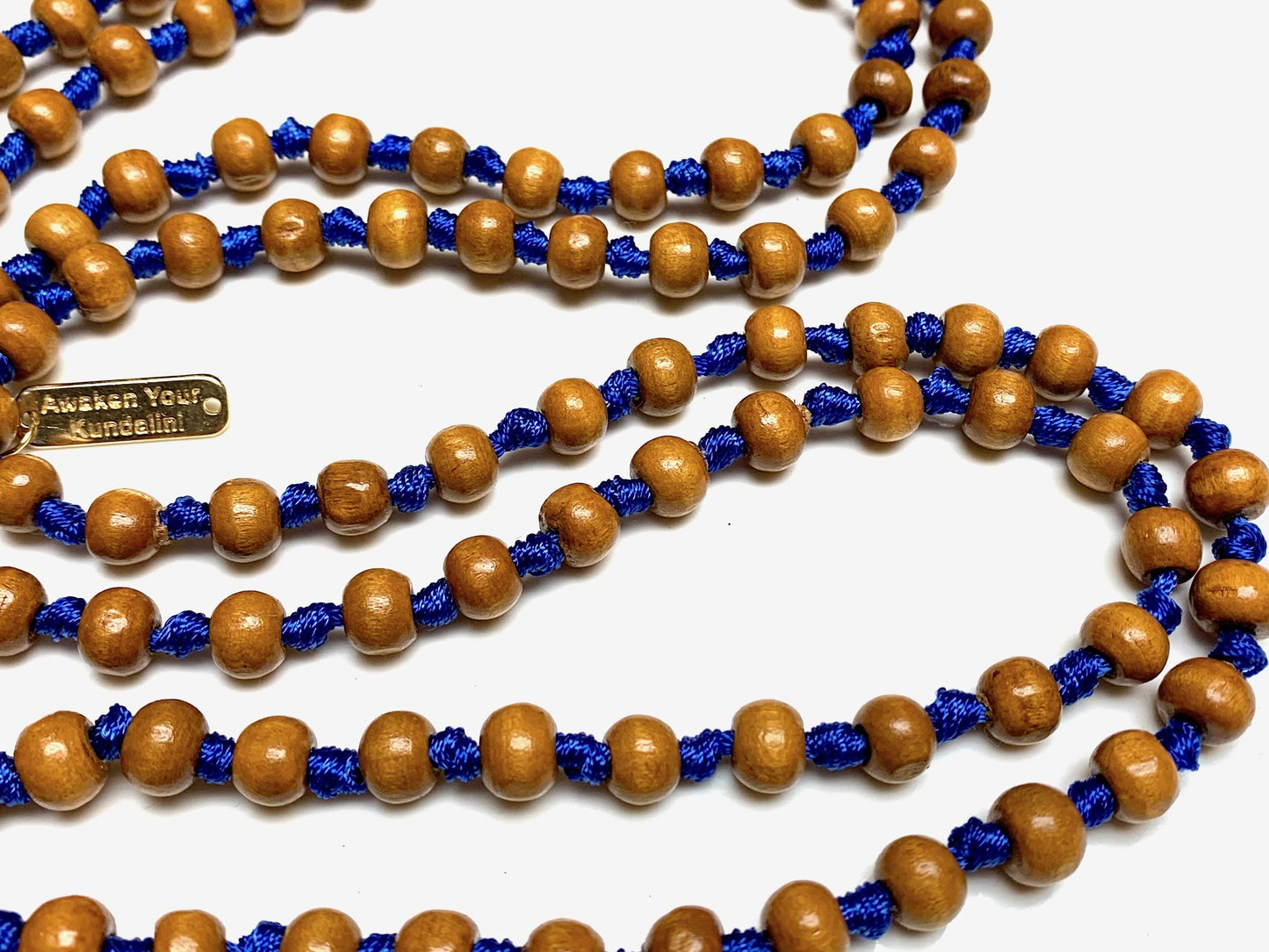 Awaken Your Kundalini Tulsi mala beads necklace hand knotted mala holy basil beads 8 mm 108 Buddhist prayer beads 7 Chakra mala colors - w/Velvet mala pouch (SIXTH BROW CHAKRA)