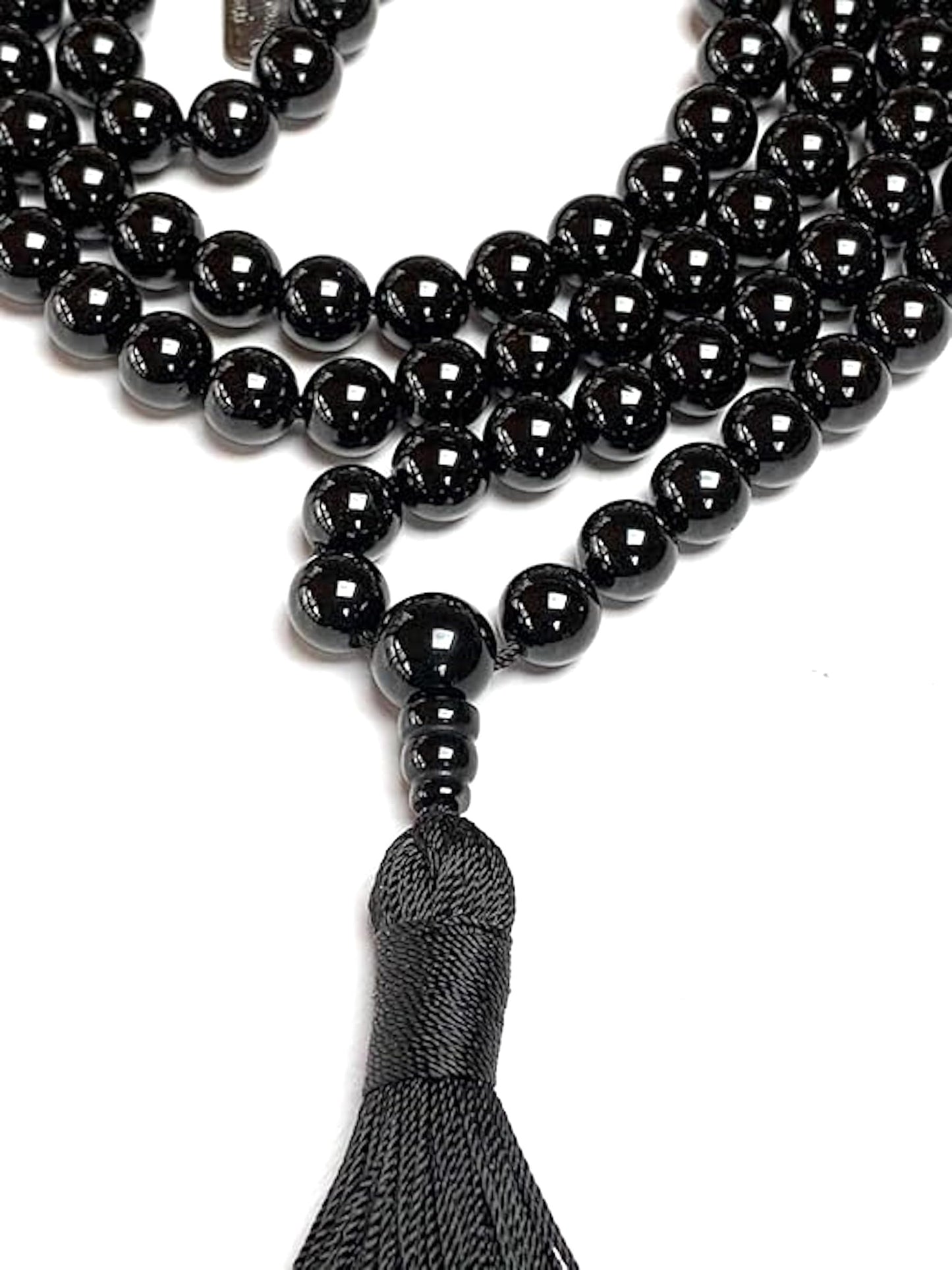 Awaken Your Kundalini Crystals Mala Beads Necklace Reiki healing stones Blessed & Energized Handmade 108 Buddhist Prayer Beads - Comes w/Velvet Pouch (Black Tourmaline, 6 mm)