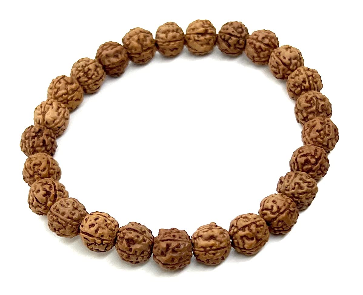 5 Mukhi Rudraksha Stretch Bracelet | 8mm Bead Size | 7.5 Inch Wrist Size | Sagittarius Birthstone