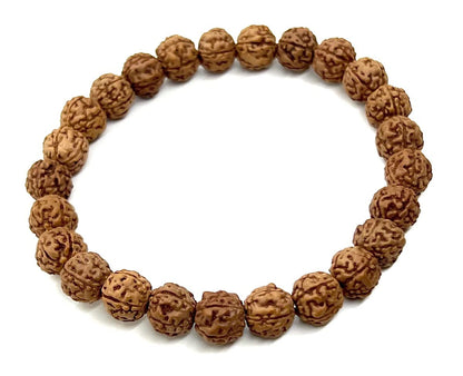 5 Mukhi Rudraksha Stretch Bracelet | 8mm Bead Size | 7.5 Inch Wrist Size | Sagittarius Birthstone