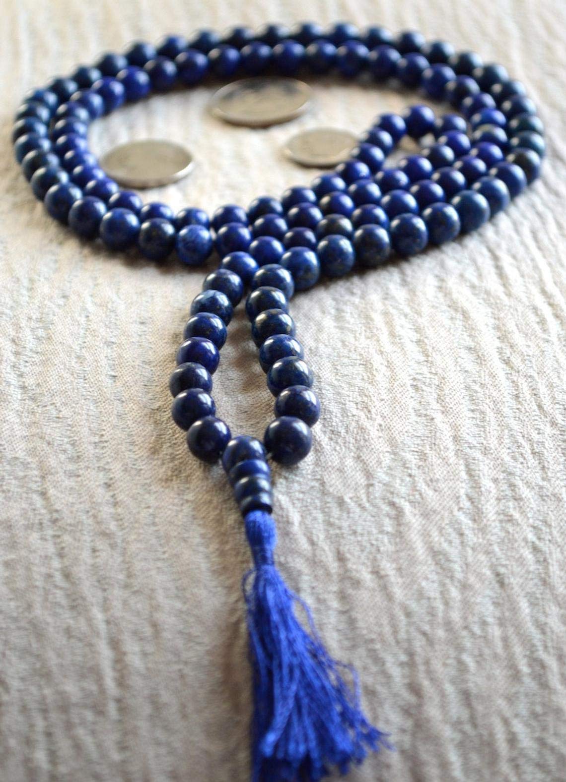 AWAKEN YOUR KUNDALINI Handmade Lapis Lazuli Mala - 6mm Beads - Sagittarius Birthstone - Pisces Astrological Sign - Third Eye Chakra Necklace