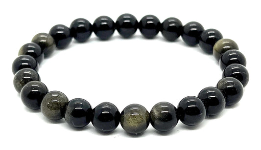 Golden Obsidian Beaded Stretch Bracelet - Embrace Protection & Strength